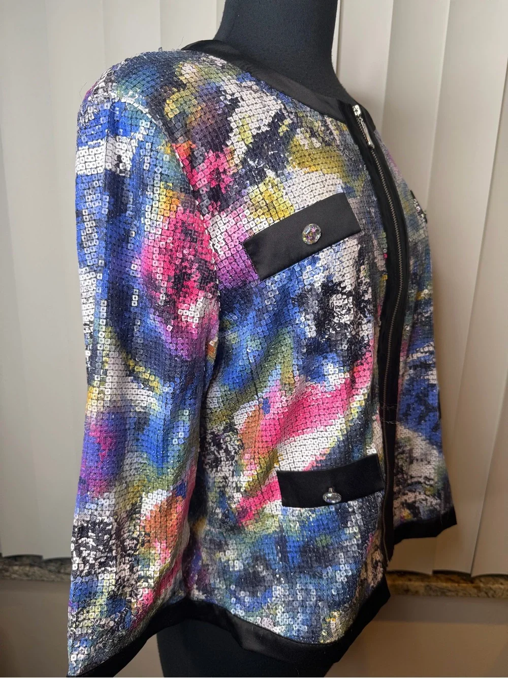Michael Simon multicolored sequin full-zip jacket blazer Size XL - Picture 6 of 11